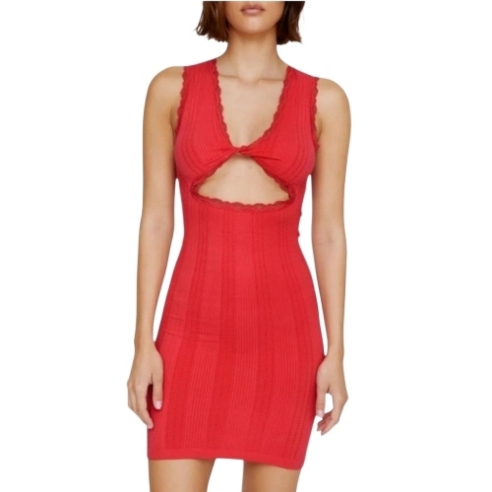 Nasty Gal Ribbed Cutout Bodycon Mini Dress M/L NWT